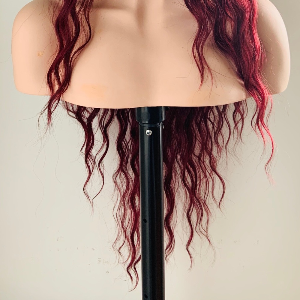 26” Ombre Burgundy Premium Synthetic Fiber Lace Front Wig - Picture 7 of 13